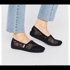 Black crochet toms